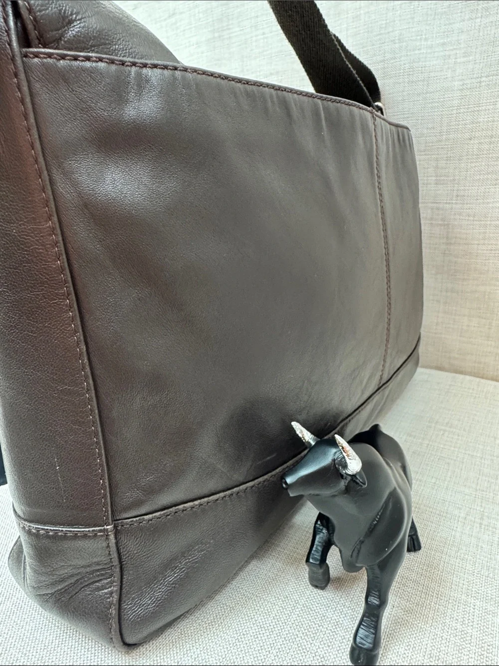 Cole Haan Dark Brown Leather Messenger Bag with Adjustable Strap
